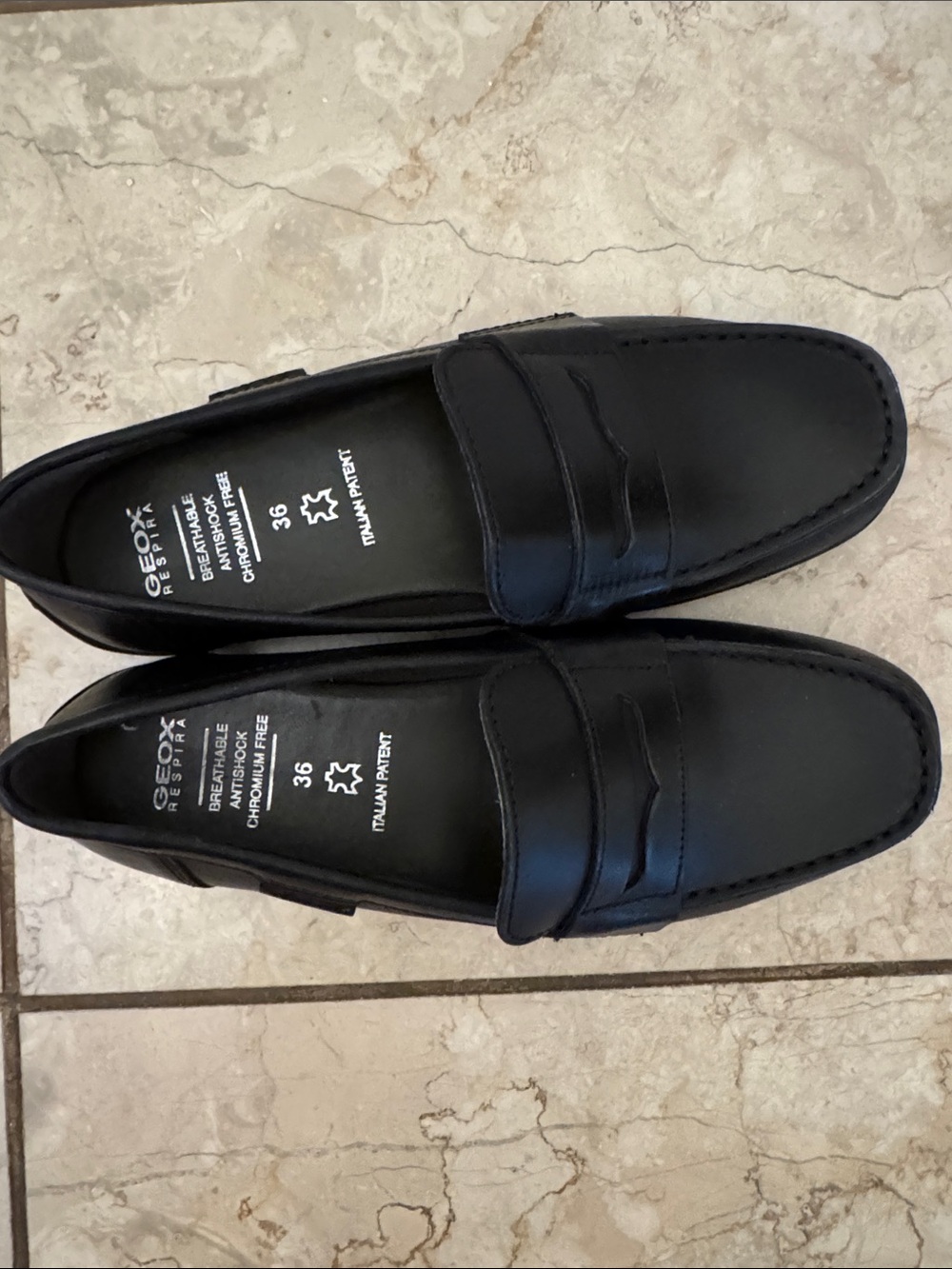 Geox Black Leather Kids Penny Loafers